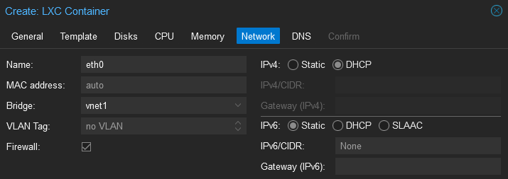 Proxmox LXC container