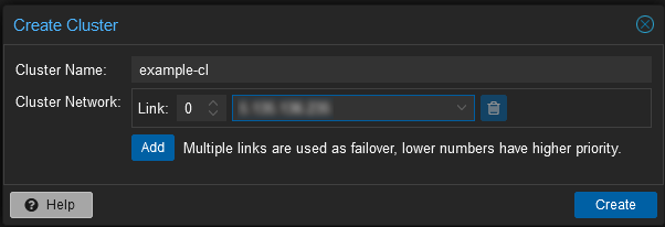 Proxmox create cluster