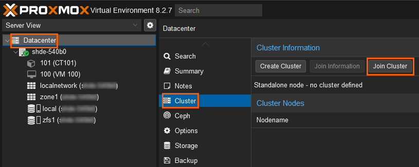 Proxmox join cluster