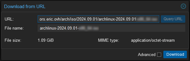 Proxmox download from url