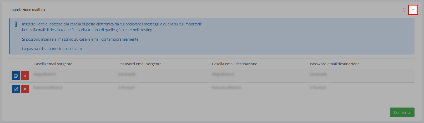 Aggiunta Email