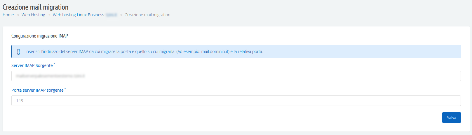 Dati Migrazione email