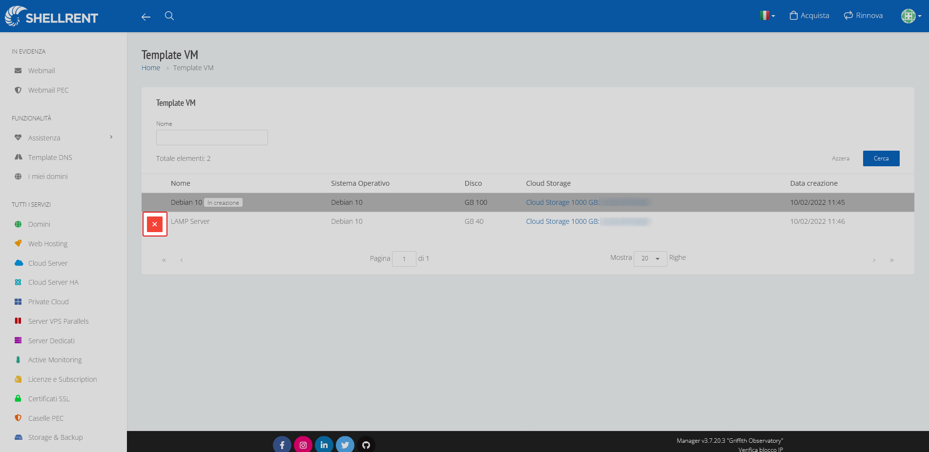 Gestione template vm