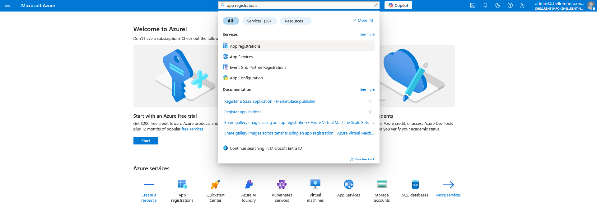 Microsoft Azure - App registrations