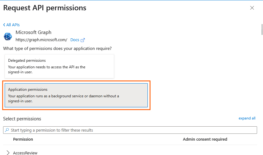 Microsoft Azure - Application permissions