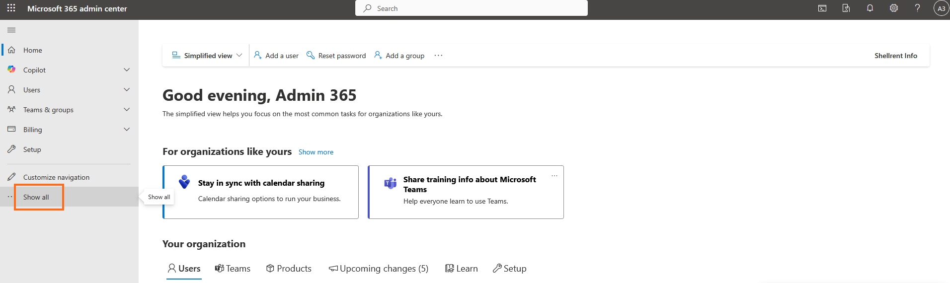 Microsoft 365 - Show all