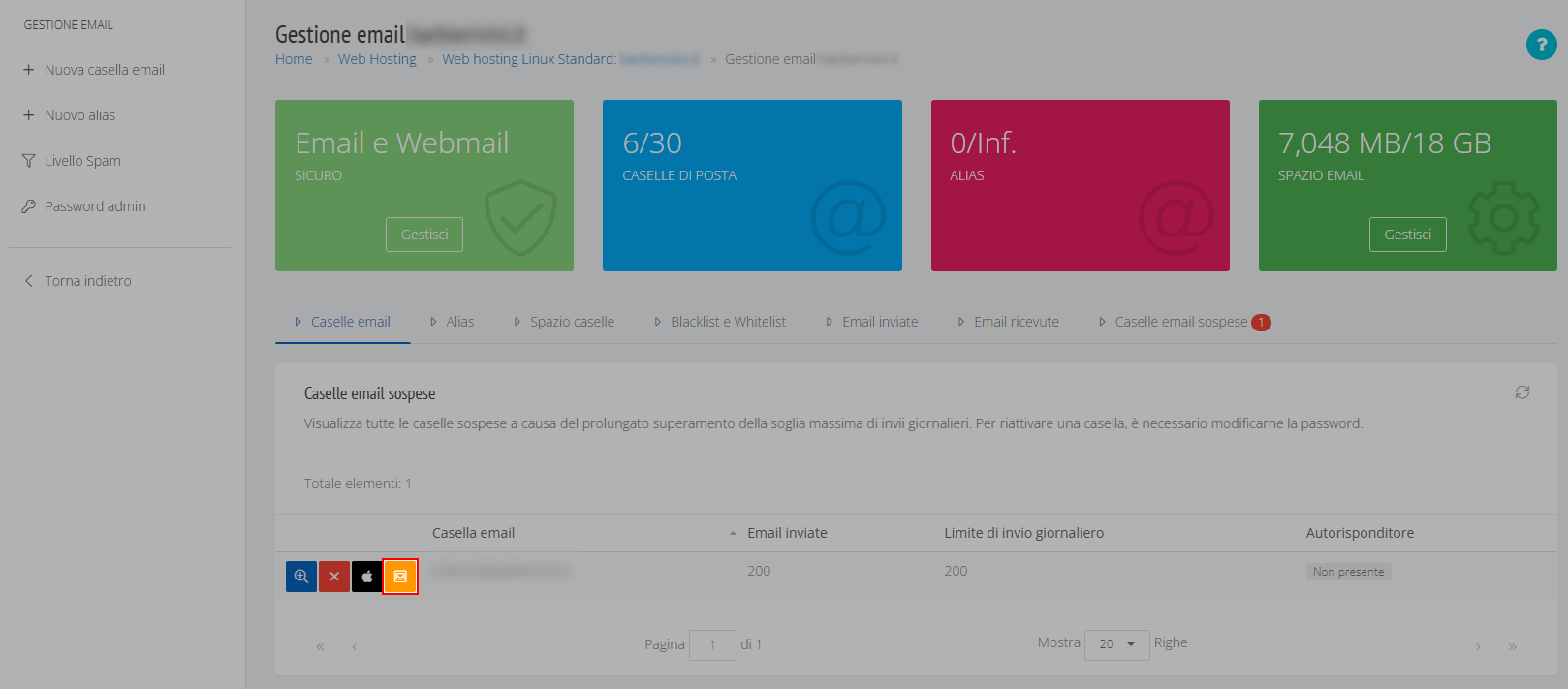 Sblocco caselle email