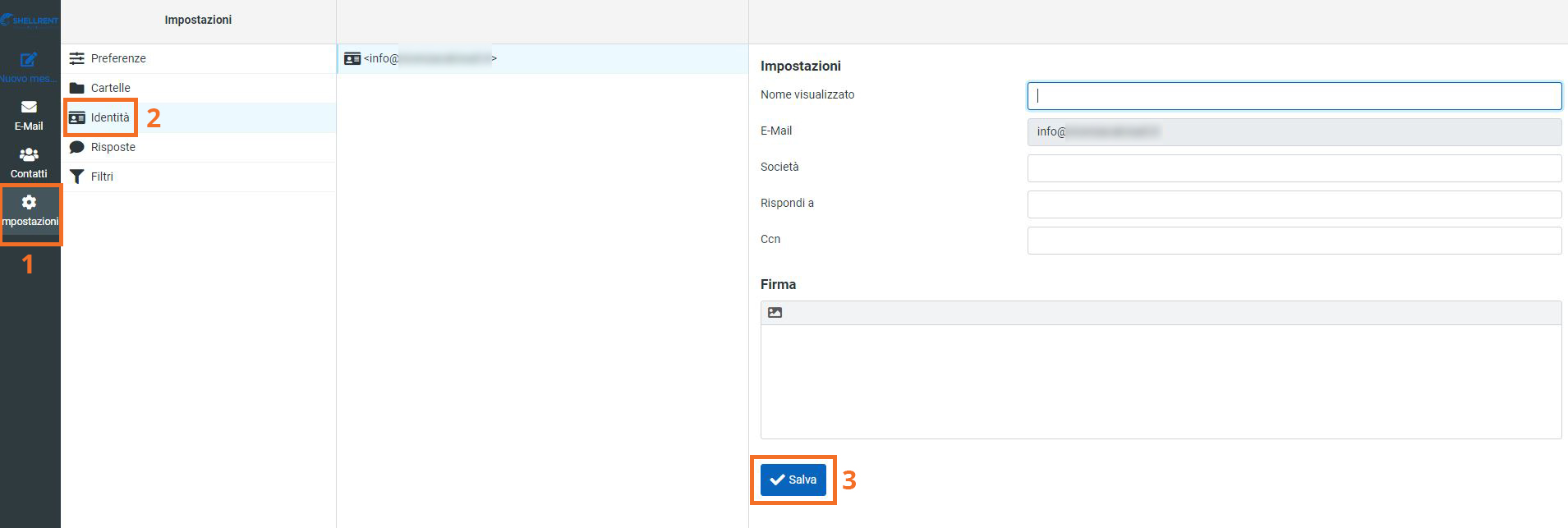 Come inserire la firma nella webmail Shellrent