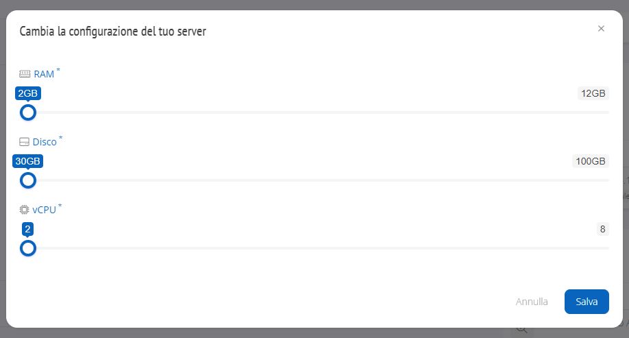 Upgrade risorse cloud VPS 