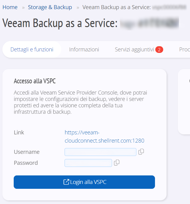 Attivazione Veeam per Microsoft 365