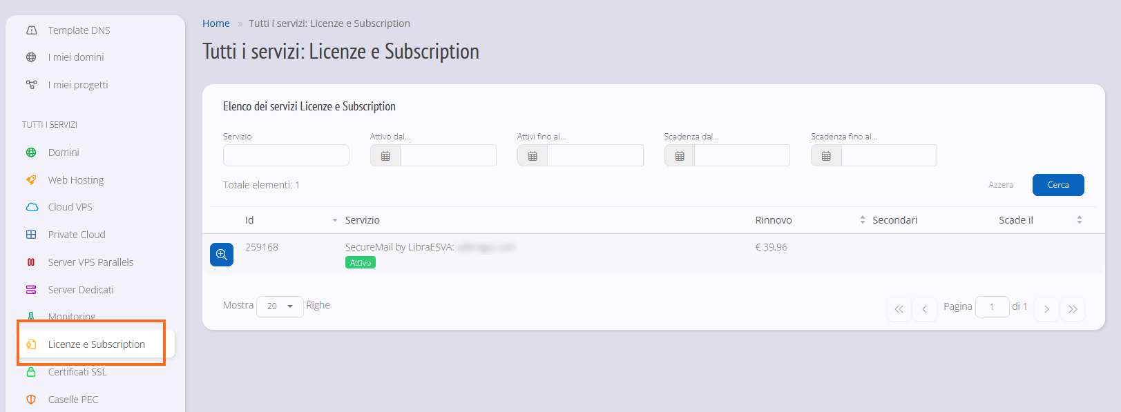 DNS - ESVA - 1 Manager - Licenze e Subscriptions - ESVA