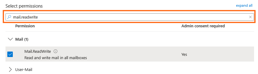LibraESVA 365 - azure app registration - 12 Microsoft Azure - Mail.Readwrite