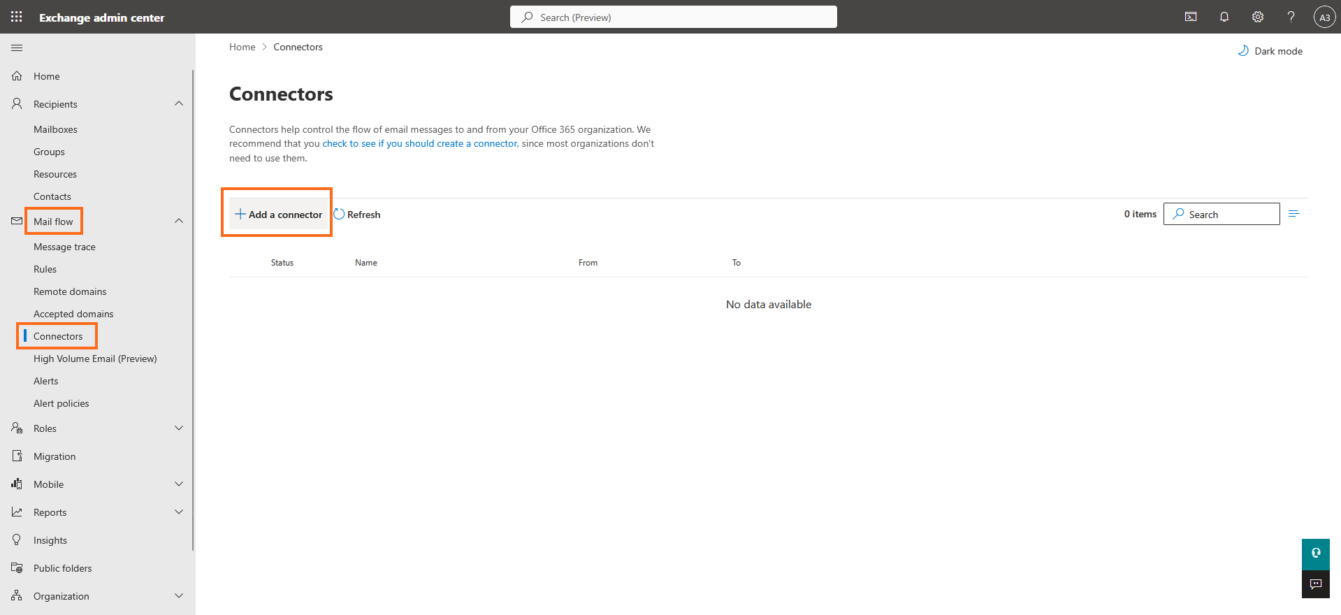 LibraESVA 365 - exchange add connector - 0 Microsoft Azure - Add a connector