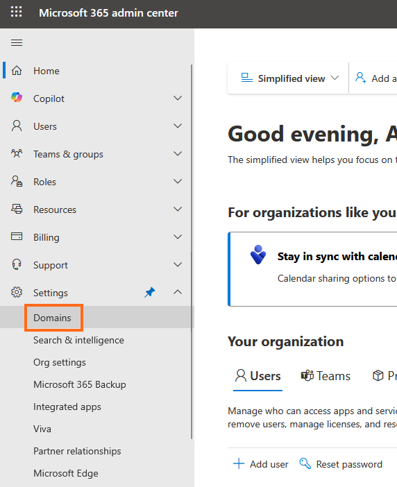 LibraESVA 365 - fqdn - 2 Microsoft 365 - Domains