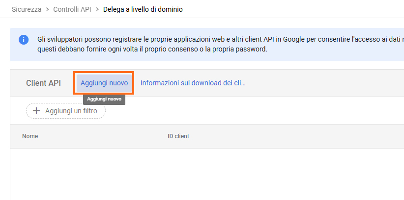 Google Cloud - Aggiungi nuovo