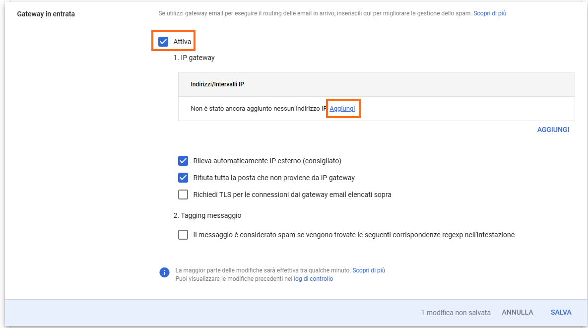 Google Cloud - Aggiungi indirizzi intervalli IP
