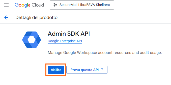 Google Cloud - Abilita Admin SDK API