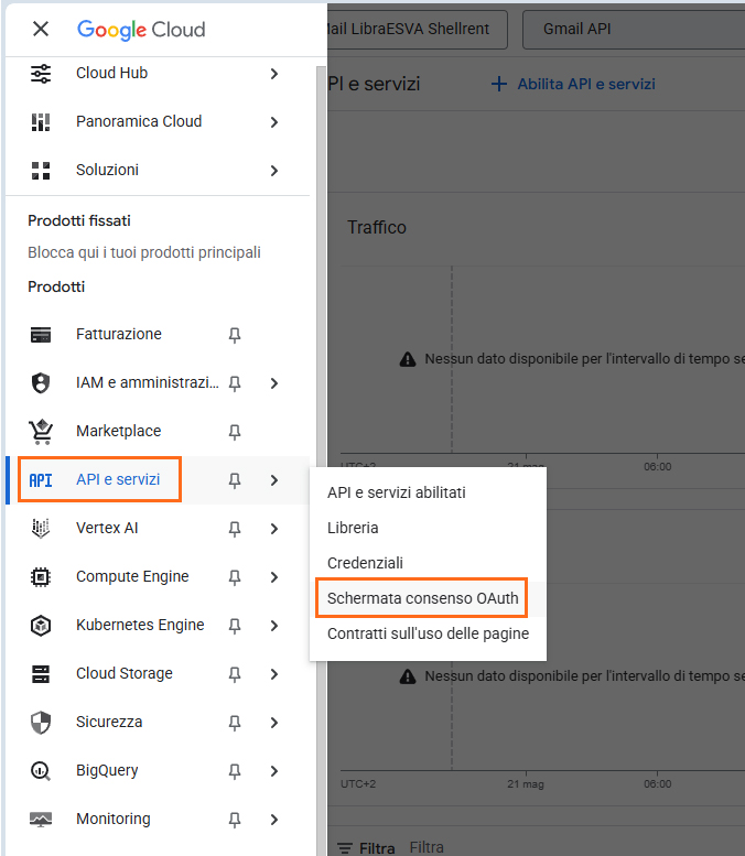 Google Cloud - Schermata consenso OAuth