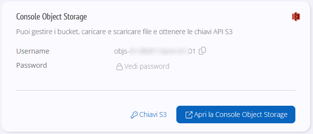 Accesso alla console Object Storage