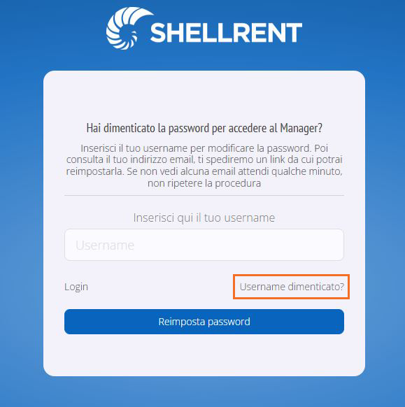 Recupero username Shellrent