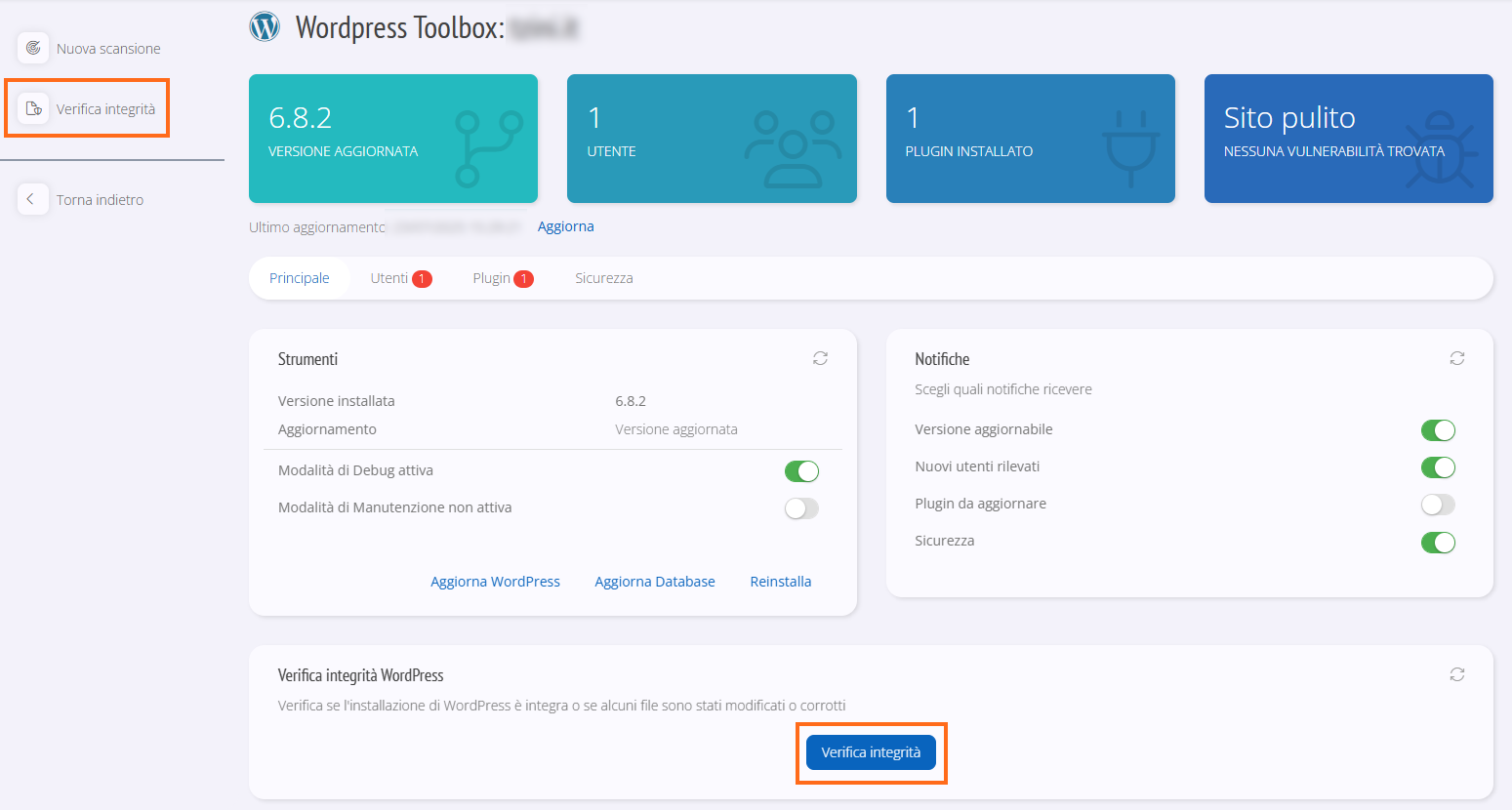 verifica integrità wordpress toolbox
